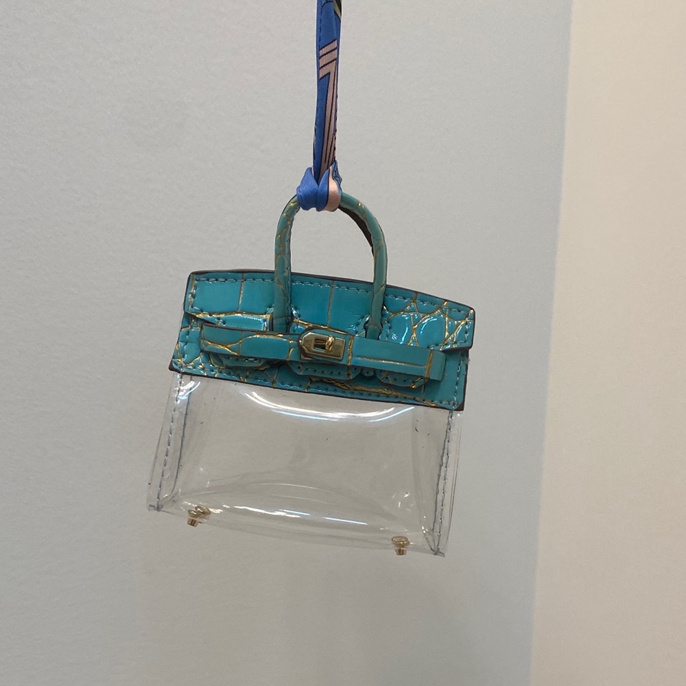 Transparent Blue Mini HandbagPurse Keychain | AirPods, Coins & Jewelry Holder